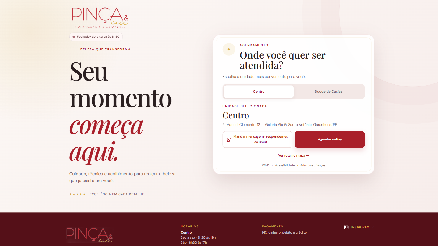 Mockup do projeto Pinça & Cia